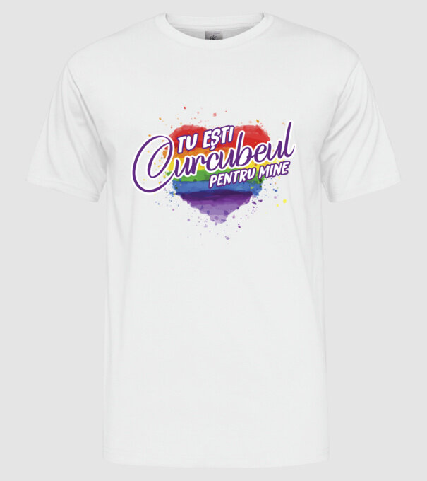 Tu ești curcubeul pentru mine model alb pe tricou