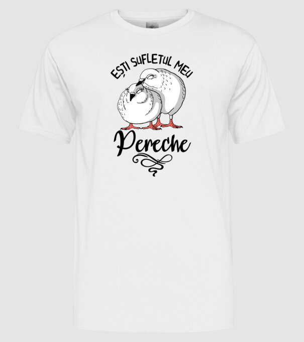 Valentine ești sufletul meu pereche model alb pe tricou