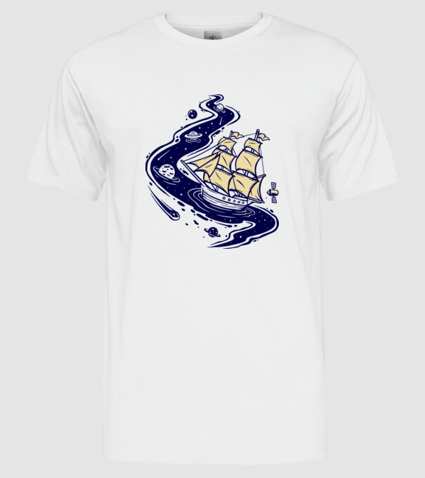 Vapoare model alb pe tricou