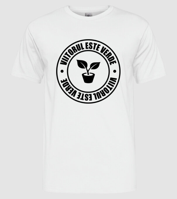 Viitorul este verde model alb pe tricou