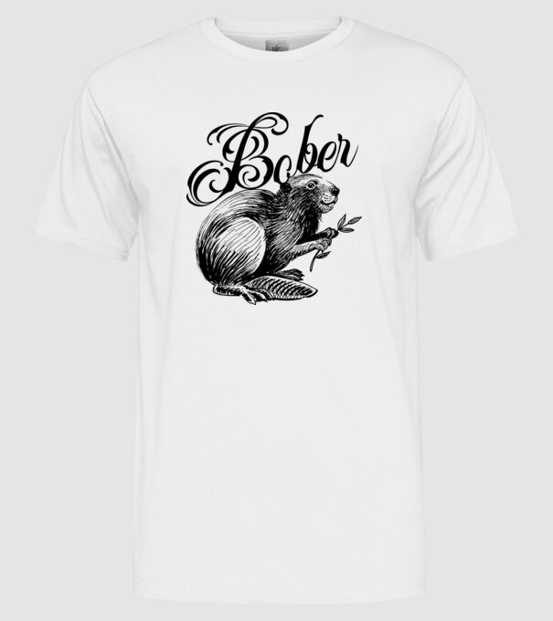 Vintage Bober model alb pe tricou