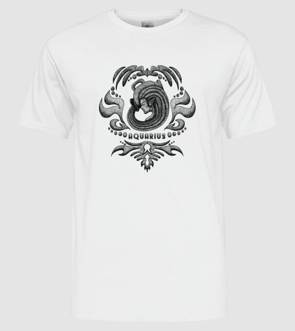 Vintage zodiac aquarius model alb pe tricou
