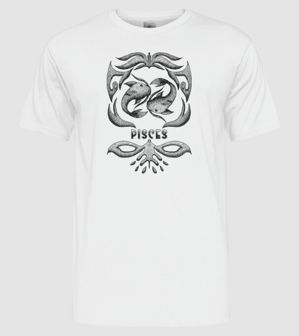Vintage zodiac pisces model alb pe tricou