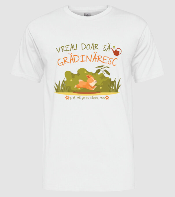 vreau doar să grădinăresc model alb pe tricou