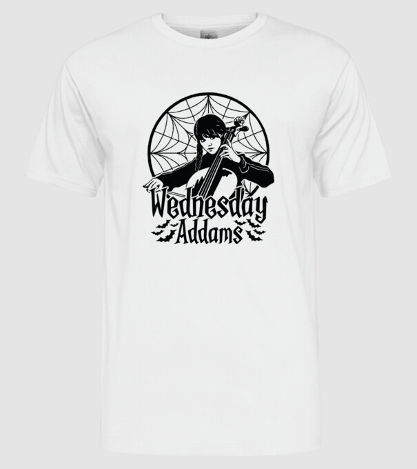 Wednesday Window model alb pe tricou