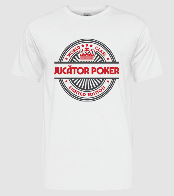 jucător poker model alb pe tricou