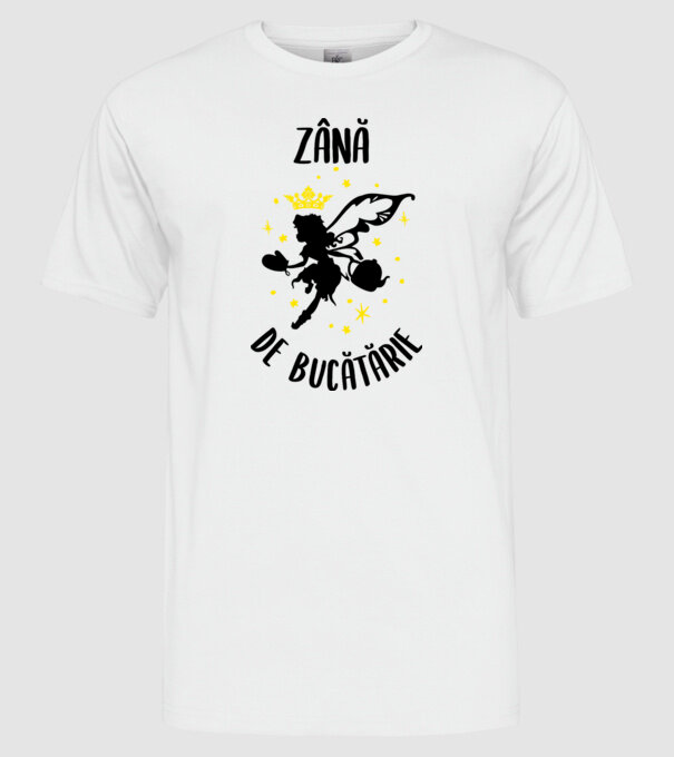 zână de bucătărie model alb pe tricou