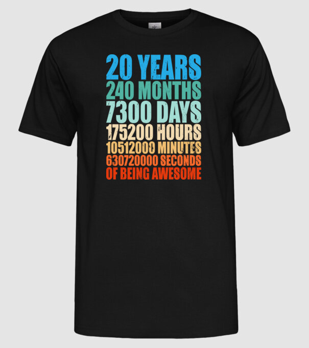 20 years of being awesome model negru pe tricou