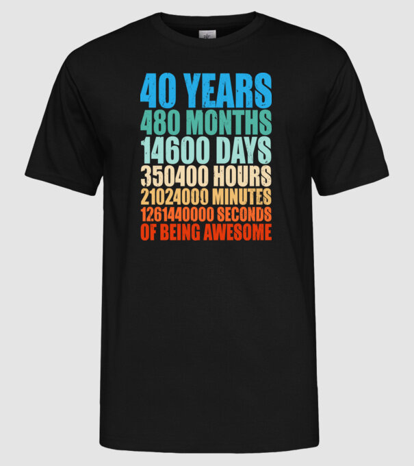 40 years of being awesome model negru pe tricou