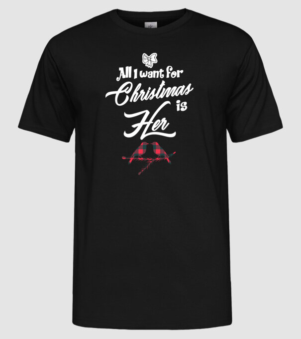 All i want for Christmas is Her model negru pe tricou