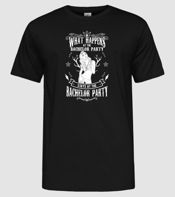 Bachelor party model negru pe tricou