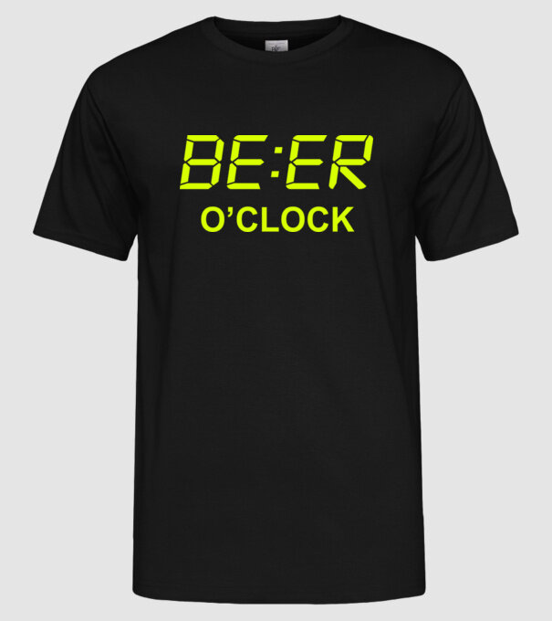 'Beer o'' clock' model negru pe tricou