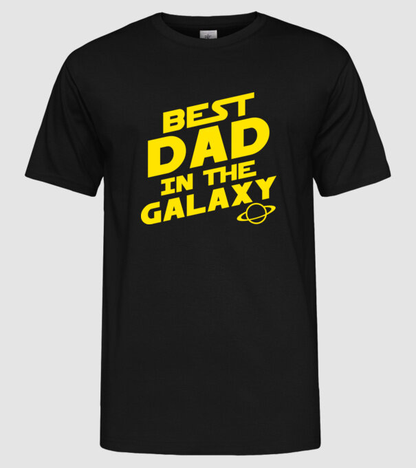 Best dad in the galaxy model negru pe tricou