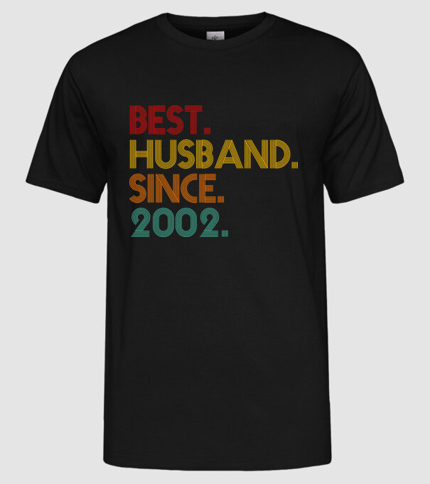best husband since 2002 retro model negru pe tricou