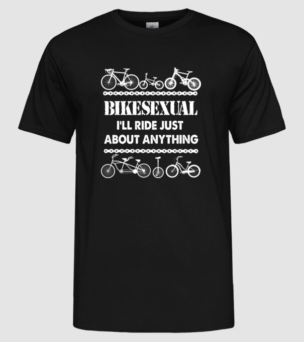 Bikesexual white model negru pe tricou
