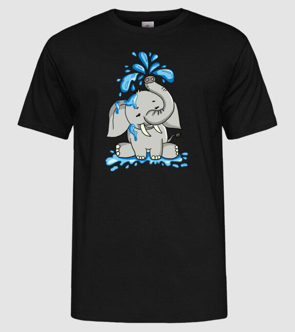 boldog elefánt model negru pe tricou