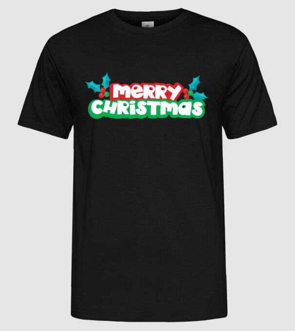 Text Crăciun Fericit model negru pe tricou
