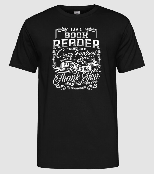 Book reader model negru pe tricou