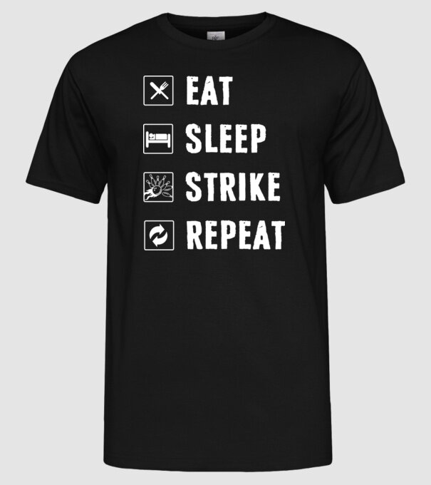 Bowling daily routine model negru pe tricou
