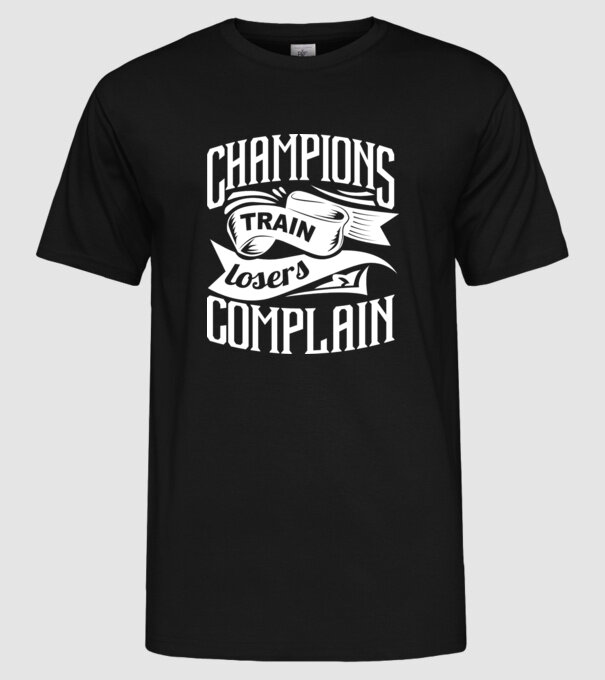champions train model negru pe tricou