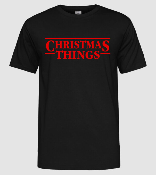 Christmas Things model negru pe tricou