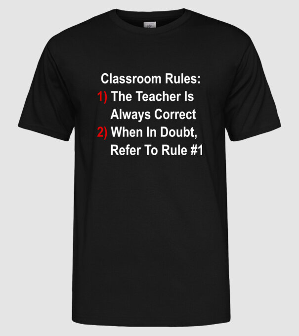 Classroom rules model negru pe tricou