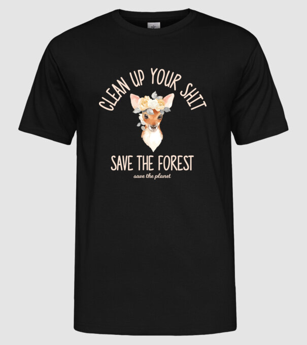 Clean up your shit model negru pe tricou