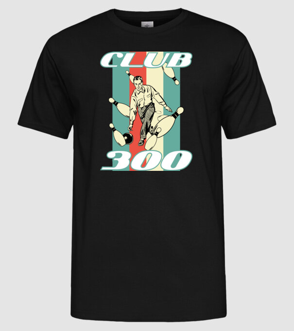 club300 model negru pe tricou