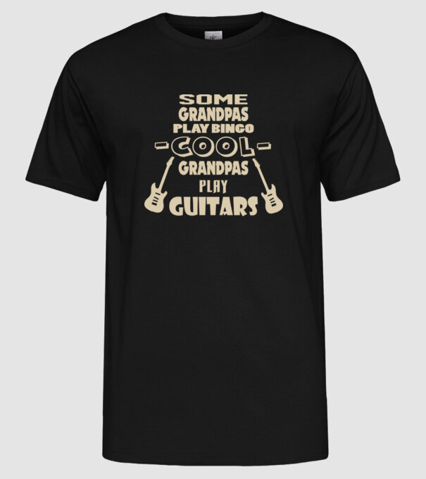 Cool grandpas play guitar model negru pe tricou
