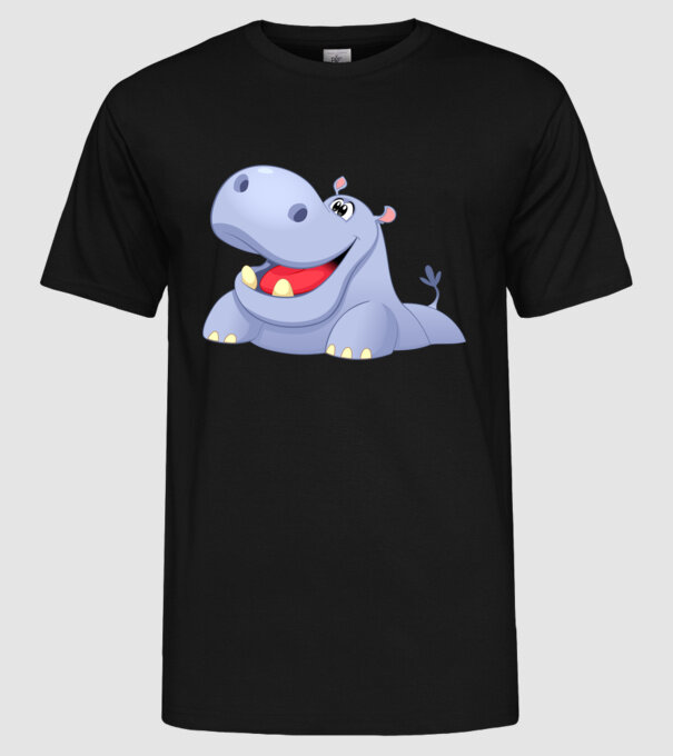 Cute Hippo model negru pe tricou