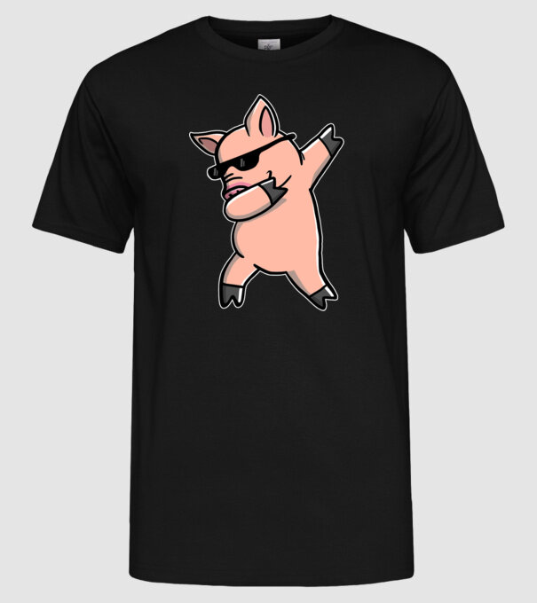 Porc dab model negru pe tricou