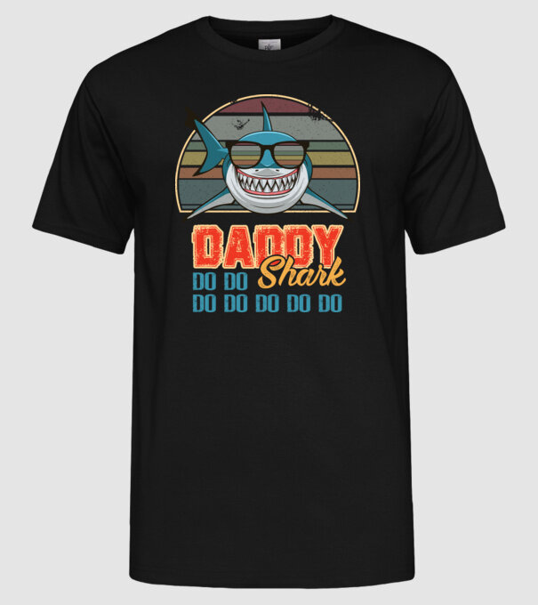 Daddy shark v2 model negru pe tricou