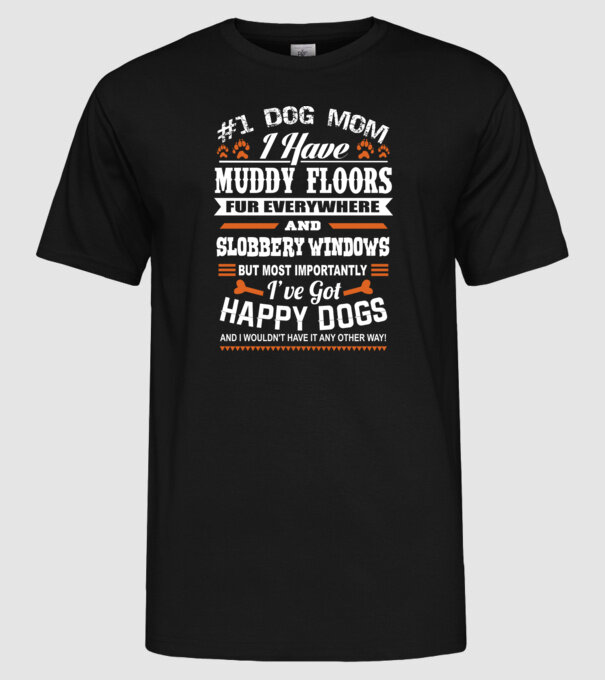 Dog mom be like model negru pe tricou