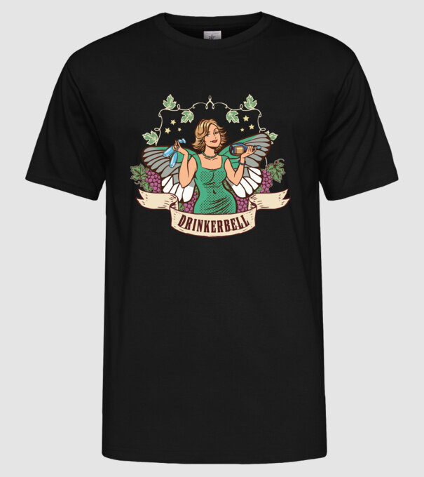 Drinkerbell model negru pe tricou