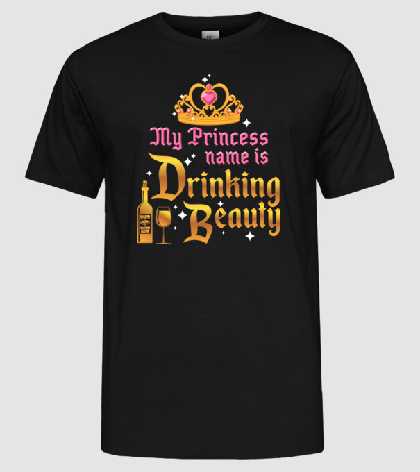 Drinking beauty model negru pe tricou