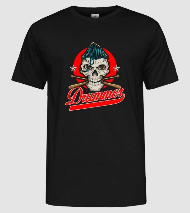 Drummer model negru pe tricou
