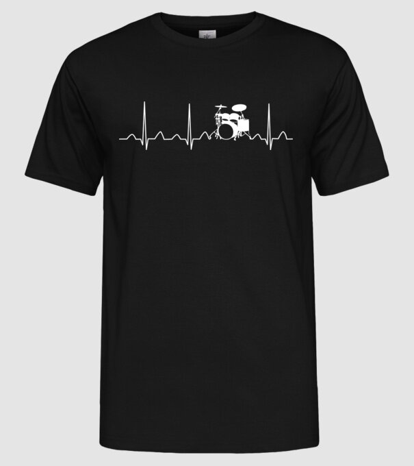 Drums heartbeat model negru pe tricou