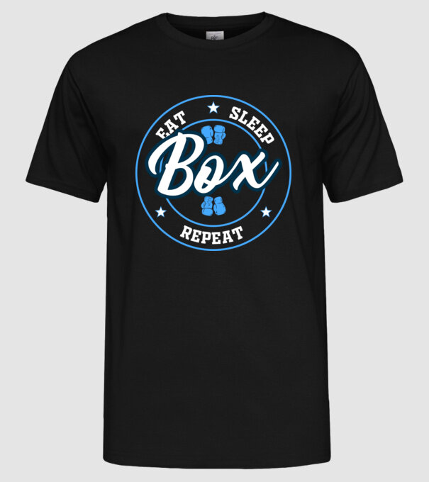 eat sleep box repeat model negru pe tricou