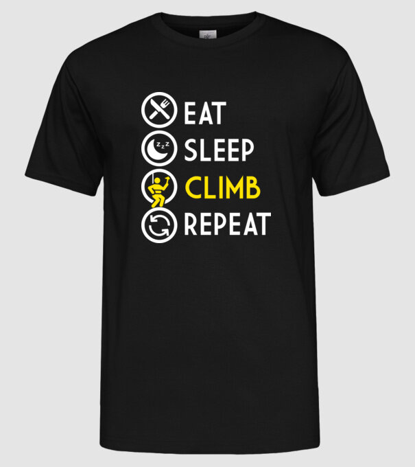 Eat sleep climb model negru pe tricou