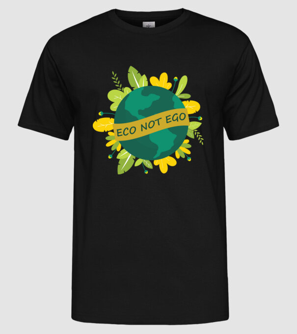 ECO NOT EGO model negru pe tricou