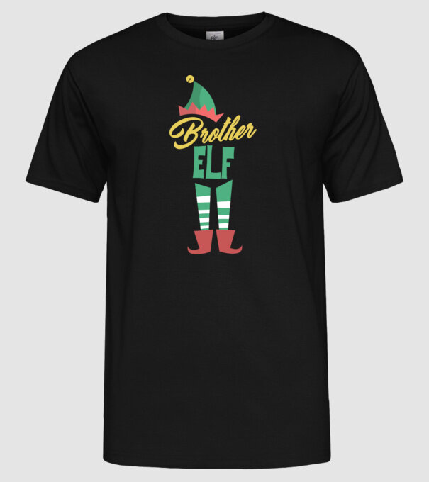 Elf family brother model negru pe tricou