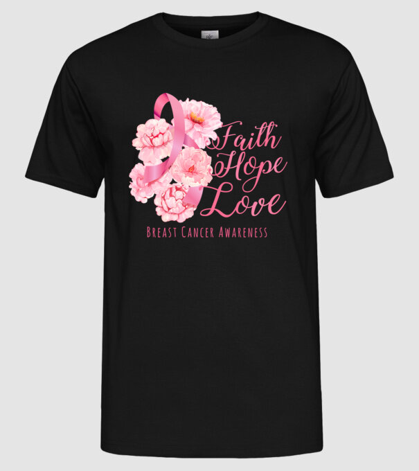 Faith hope love model negru pe tricou