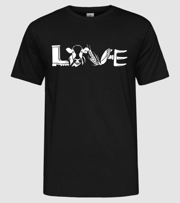 Farm love Cu tractor model negru pe tricou