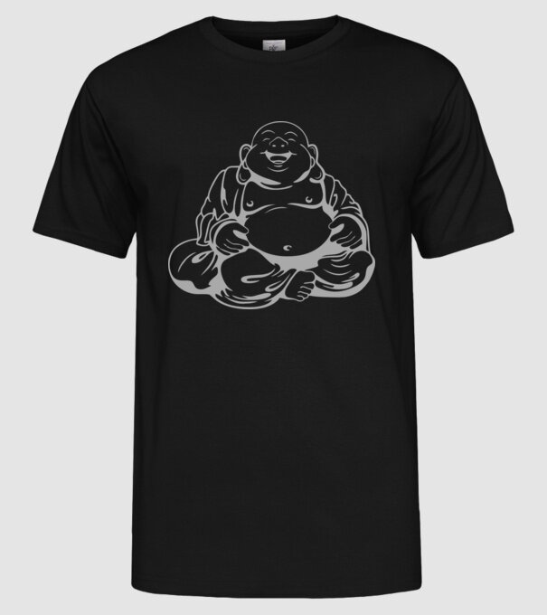 fat buddha model negru pe tricou