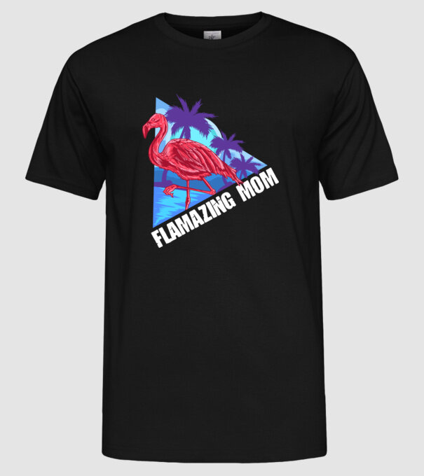 Flamingo mom model negru pe tricou