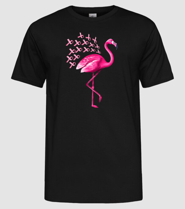 Flamingo pink model negru pe tricou