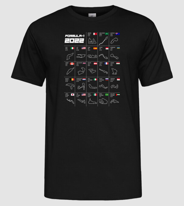 Formula 1 tracks 2022 model negru pe tricou