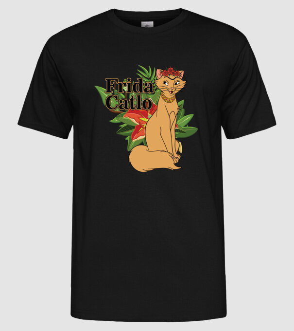 FridaCatlo model negru pe tricou