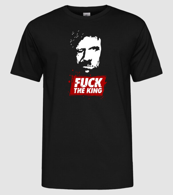 Fuck the king model negru pe tricou