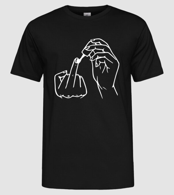 Nail polish Fuck U model negru pe tricou